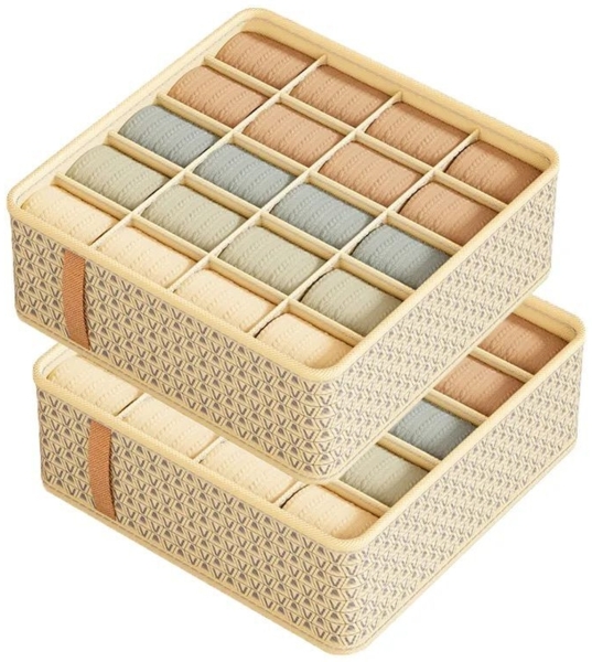 Zweiteilige Aufbewahrungsbox für BHs und Socken, faltbare Schubladenkonstruktion, geeignet für den Gebrauch zu Hause und im Hotel. Bild 1