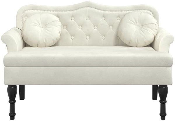 vidaXL Sitzbank mit Kissen Creme 120,5x65x75 cm Samt 372147 Bild 3