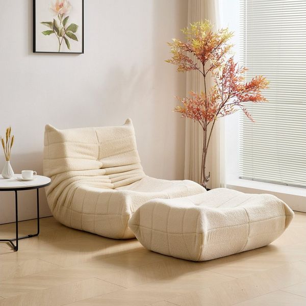 STILVORA Sitzsack Relaxsessel Indoor-Lazy Sofa mit Fußstütze & Hochelastischer Schwamm