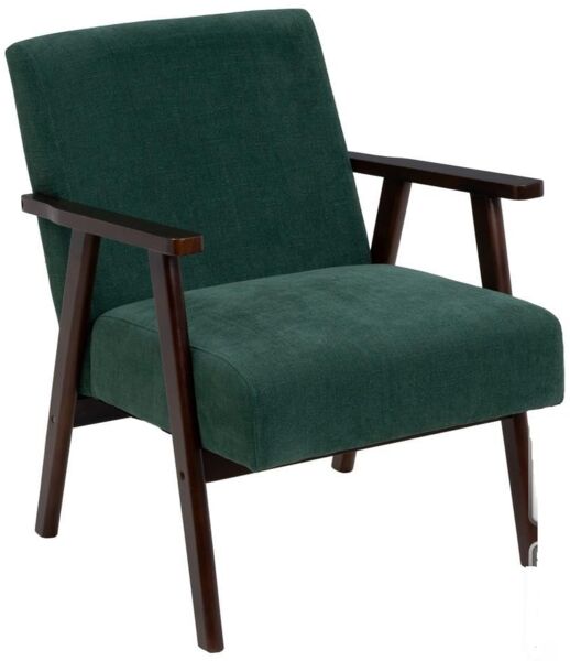 DRW Vintage-Sessel aus Chenille-Stoff und Holz in Grün und Braun