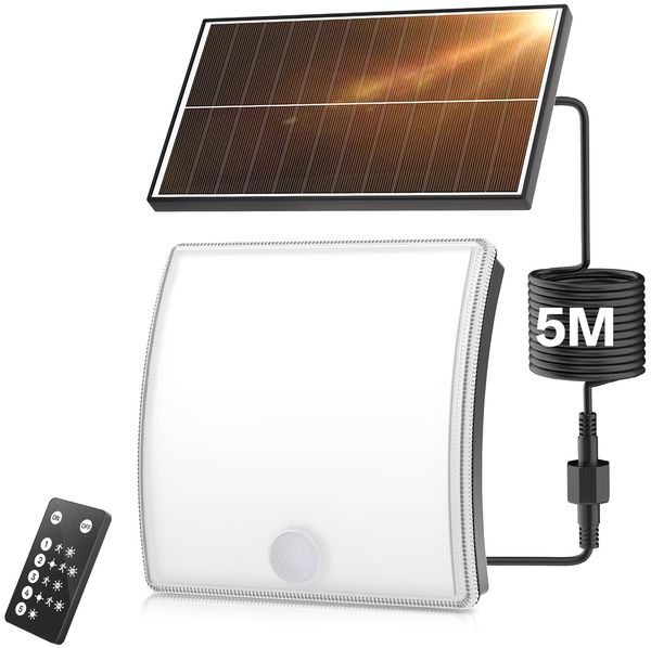 YICAIZI Solarlampen für Außen Mit Bewegungsmelder - 5 Modus Solar Wandleuchte Aussen Mit Fernbedienung,IP65 Solar Außenleuchte,Einstellbarer Winkel Solarlampen FüR AußEn Wand FüR Garage Garten Hof