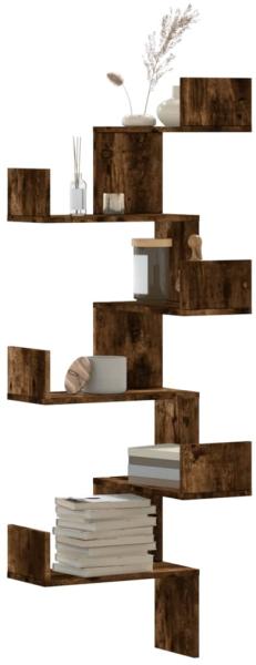 vidaXL Wand-Eckregal Räuchereiche 45x45x147 cm Holzwerkstoff 852640