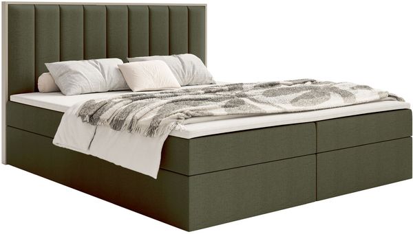 Selsey 'Togents' Boxspringbett 180x200 mit Stauraum und Topper, hydrophobe Chenille, dunkelgrün