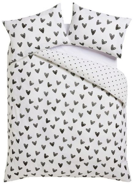 Next Bett-Set Wendbarer Bettbezug und Kissenbezug mit Herzmotiv, Bezug: Polyester (recycelt), Baumwolle