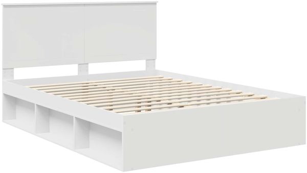 vidaXL Bettrahmen mit Kopfteil Weiß 150 x 200 cm Massives Kiefernholz 3410992 Bild 4