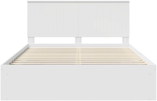 vidaXL Bettrahmen mit Kopfteil Weiß 150 x 200 cm Massives Kiefernholz 3410992 Bild 7