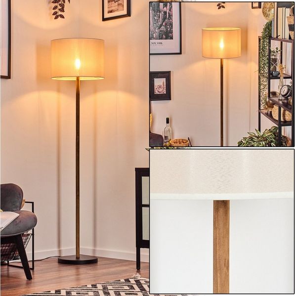 hofstein Stehlampe Stehlampe im skandinavischen Design, ohne Leuchtmittel, Boho-Style mit Schirm aus Stoff, Ø 40 cm, E27, mit Fußschalter