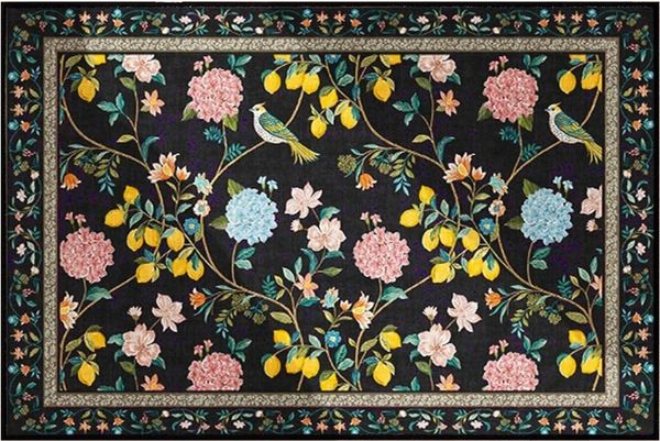 Agger Fußmatte Fußmatte mit Blumenmuster, weiche Bodenmatte im Vintage-Pflanzenstil, Innenbereich-Türmatte für Flur Schlafzimmer und Badezimmer