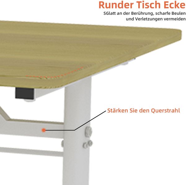 Schreibtisch aus Metall mit Handkurbel, höhenverstellbar, Holz Bild 4