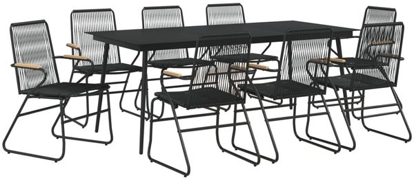vidaXL 9-tlg. Garten-Essgruppe Schwarz PVC Rattan 3060272 Bild 3