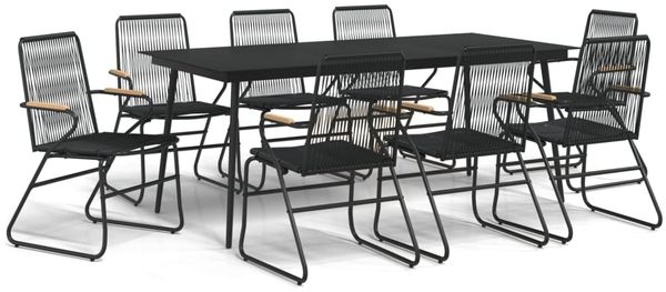 vidaXL 9-tlg. Garten-Essgruppe Schwarz PVC Rattan 3060272 Bild 2