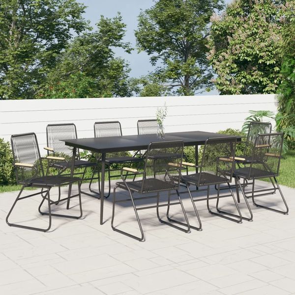 vidaXL 9-tlg. Garten-Essgruppe Schwarz PVC Rattan 3060272