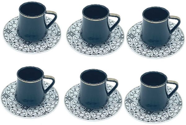 Schäfer 12tlg. Mokka Set 90 ml– Kaffeeservice für Mokka und Espresso Schwarz