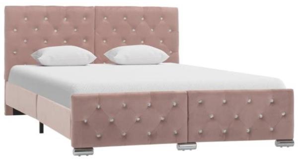 vidaXL Bettgestell, Stoff rosa, 140x200 cm
