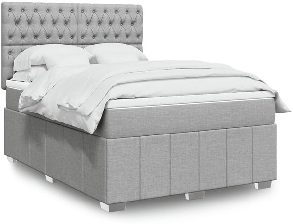 vidaXL Boxspringbett mit Matratze Hellgrau 140x190 cm Stoff 3291670