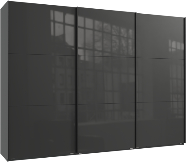 Schwebetürenschrank Kleiderschrank 300 cm Vollausstattung Glasfront in Anthrazit
