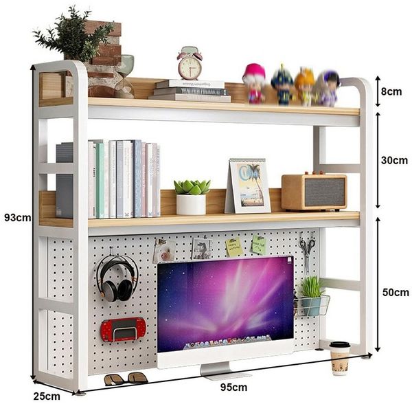 GarveeMore Mehrzweckregal Schreibtischregal, 3-stöckiger Schreibtisch,Metallregal,belastbar bis zu 50 kg,95x25x93cm
