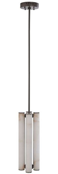 Signature 'MONTAIGNE' Kronleuchter vertikal aus Alabaster und schwarzem Metall - H55 cm - Schwarz
