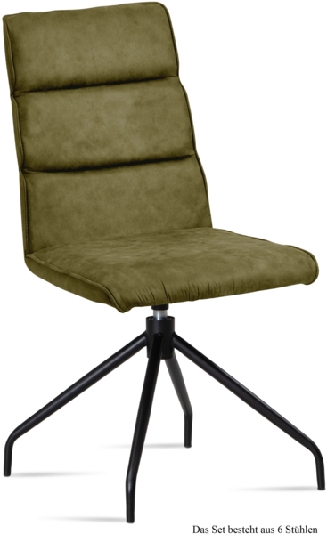 Esszimmerstuhl drehbar (6er-Set) Domini 47x92x60 Schwarz/Olivgrün
