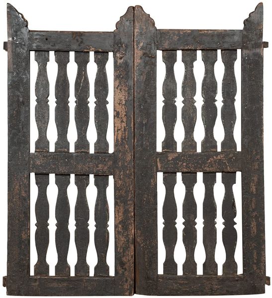 Biscottini Holzgitter für den Außenbereich 112 x 4 x 100 cm Doppeltür | Gartentor im Vintage-Stil restauriert, 100 x 4 x 113 cm