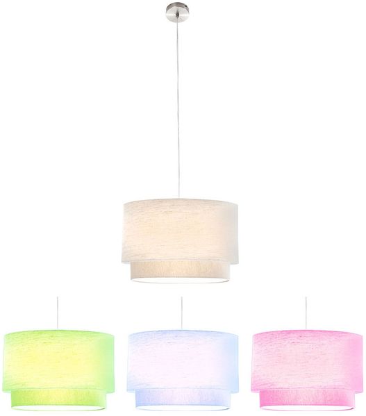 Smart LED Pendelleuchte, Textil beige, H 150 cm