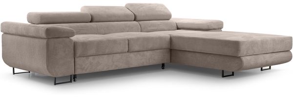 AX LIVING Cord Couch L Form – Arborio 280cm R Ecksofa in Beige mit Schlaffunktion Bild 2
