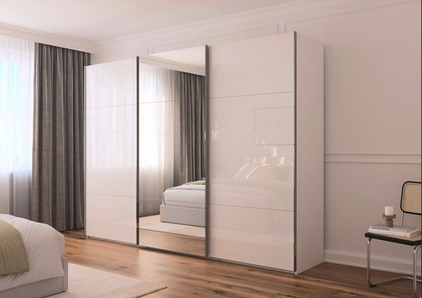 rauch Schwebetürenschrank Kleiderschrank Schrank Garderobe Schlafzimmerschrank CONTIDO (3 verschiedene Ausstattungen BASIC/CLASSIC/PREMIUM (inkl. SOFT-CLOSE) aus hochwertigem Material in 6 Breiten 2 Griff-Farben MADE IN GERMANY