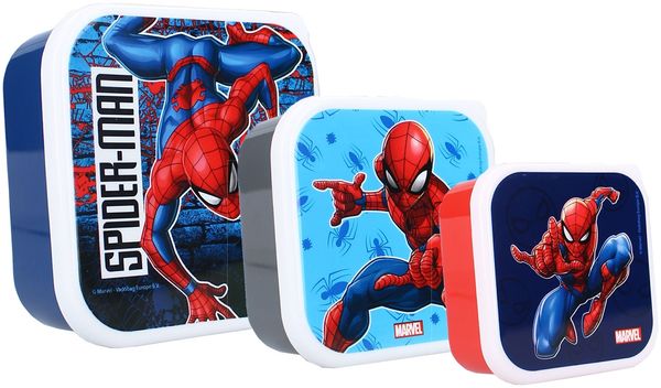 Spider-Man Snackboxen-Set – 3 stapelbare Dosen Praktisch für Schule & unterwegs
