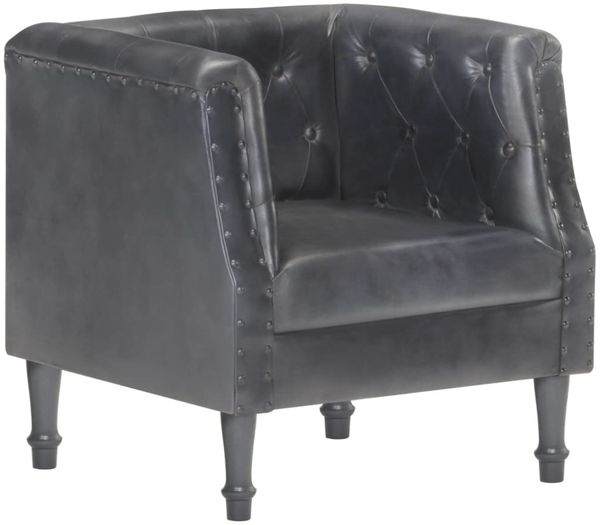 vidaXL Sessel Grau Echtleder [286591] Bild 5