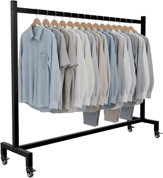 Kleiderständer LENN - 150 x 38 x 120 cm, Edelstahl, Schwarz | Kleiderstange Jackenständer Klamottenständer