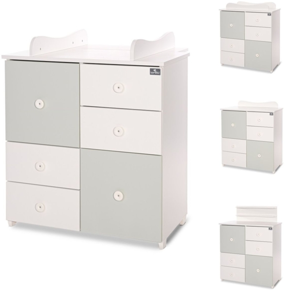Lorelli Kommode Cupboard 83 x 71 x 96 cm, 4 Schubladen, 2 Türen mit Regalboden grün