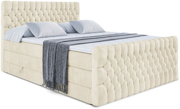 ALTDECOR Boxspringbett SERENE-Z KING (Multipocket-Matratze H4, H3 Matratze Bonellfederung, Topper, Kopfteil), Doppelbett mit Fußteil