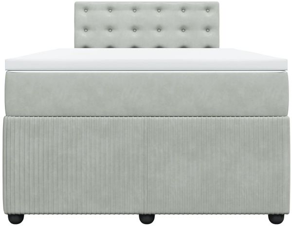 vidaXL Boxspringbett mit Matratze Hellgrau 120x200 cm Samt 3287722 Bild 4