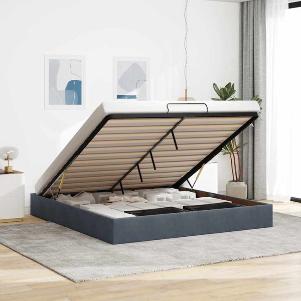 vidaXL Ottoman-Bett ohne Matratze Dunkelgrau 200x200 cm Samt 3310986