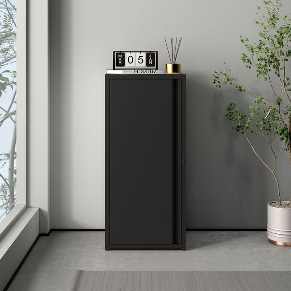 [en. casa] 'Burlöv' Metallschrank, Stahl, 88 x 40 x 35 cm, Schwarz