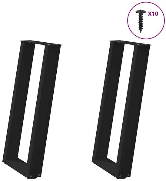 vidaXL Konsolentischbeine U-Form 2 Stk. Schwarz 28x(72-73) cm Stahl 4012776