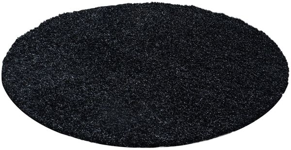 Hochflor Teppich Lux rund - 80 cm Durchmesser - Anthrazit
