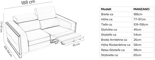 Sofanella Zweisitzer MANZANO Ledercouch Echtleder Sofa in Weiß Bild 10