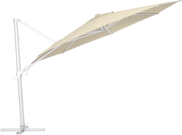 KETTLER EASY FLEX Ampelschirm rund weiß matt/natur Aluminium/Polyester mit PU Beschichtung Ø 350 x 260
