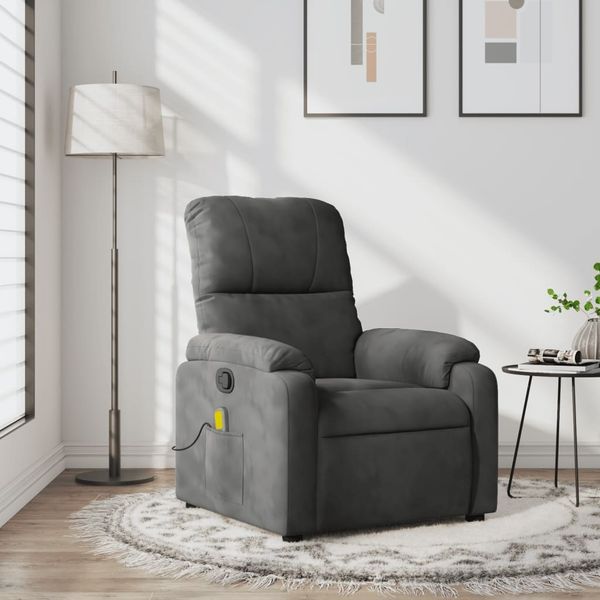 vidaXL Massagesessel Dunkelgrau Mikrofasergewebe 373458
