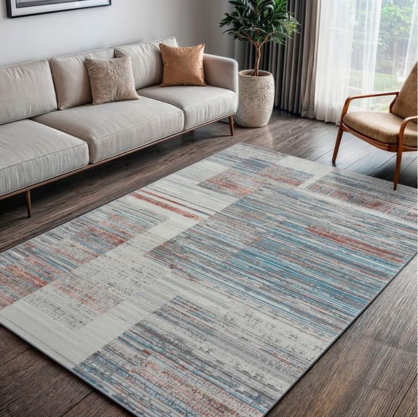OTTO home Teppich Ziven, rechteckig, Höhe: 8 mm, Kurzflor, modern bunt pflegeleicht, Hoch Tief, Wohnzimmer