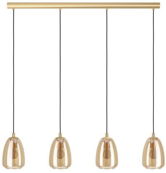 Eglo 98649 Pendelleuchte ALOBRASE messing-gebürstet, Rauchglas amber E27 4X40W L:108cm B:15cm H:110cm dimmbar