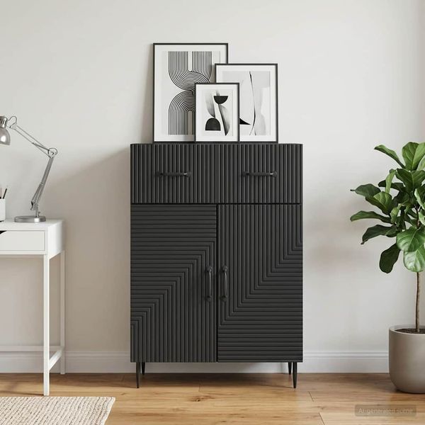 vidaXL Sideboard Schwarz 66 x 34,5 x 89,5 cm Holzwerkstoff 894866