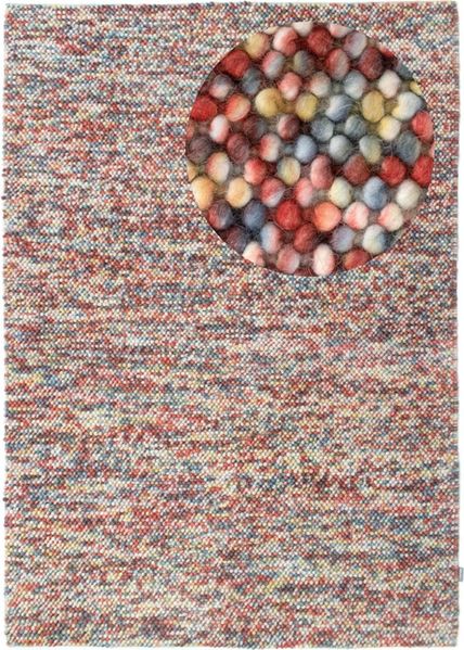 Wollteppich - Filzkugel - Mosaik 290 x 190 cm - bunt