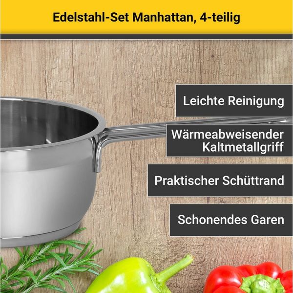 Krüger Topf-Set Manhattan, Edelstahl (Set, 7-tlg), für Induktions-Kochfelder geeignet