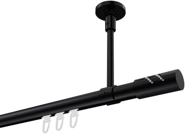 Innenlauf-Gardinenstangen-Set Sonette Zoena 100 cm, 1-läufig, 20 mm Ø Schwarz