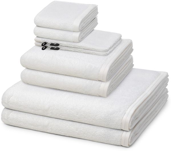 Vossen Vegan Life 8 tlg. Frottier-Set - 2 X Handtuch (50 X 100cm), 2 X Duschtuch (67 X 140cm), 2 X Gästetuch (40 X 60cm), 2 X Waschhandschuh (16 X 22cm) - 580 g/m2 - Weiß
