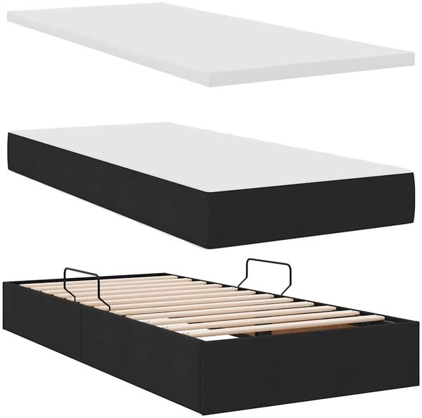 vidaXL Aufbewahrungsbett mit Matratze Schwarz 100 x 200 cm Polyester 3371699 Bild 8