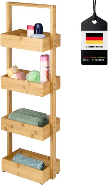 bremermann Bambus Standregal, Badregal mit 4 Ablagen, ca. 28 x 88 x 16 cm (B/H/T)