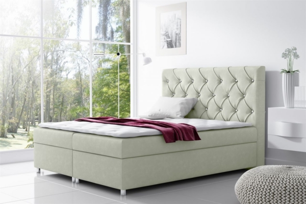 Boxspringbett DOLCE Polyesterstoff Beige 180x200 cm